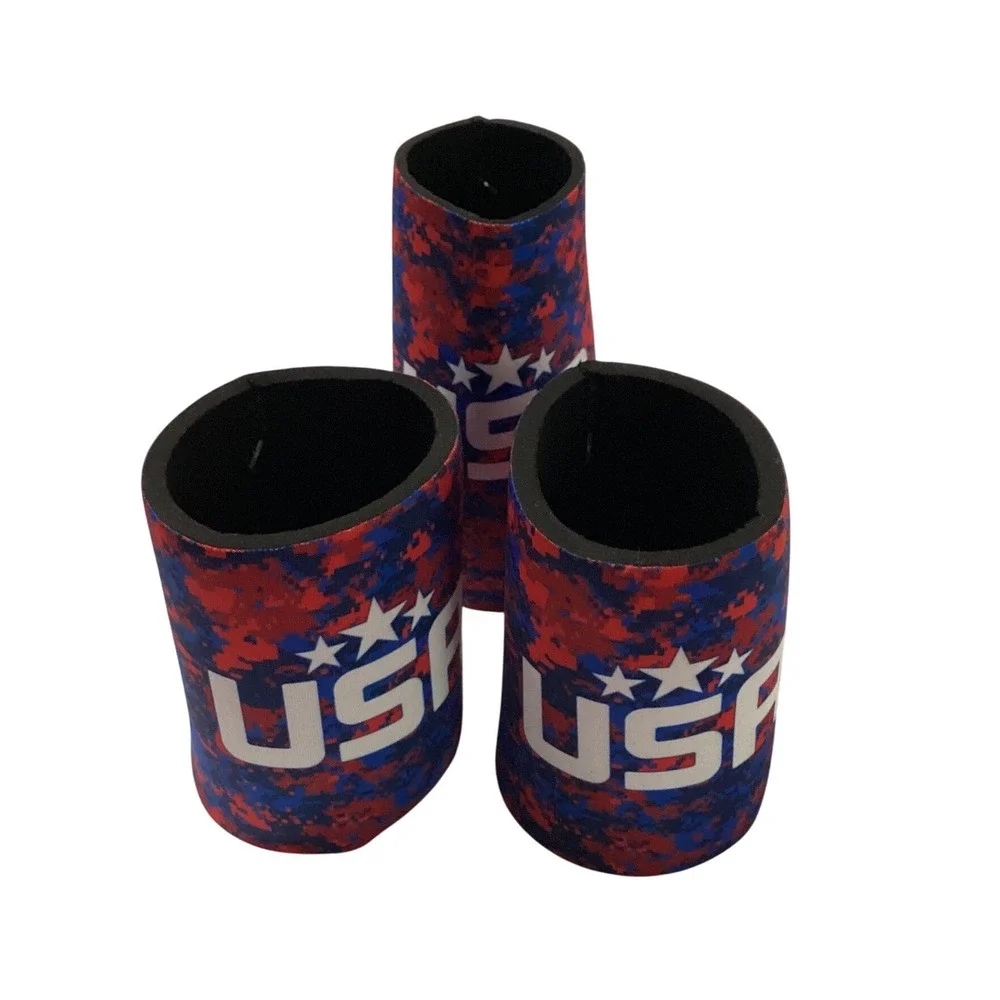 USA American Flag Can Cooler Sleeves Patriotic Party Favors‎ Set of 3